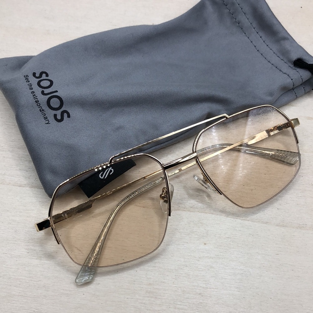 SOJOS Trendy Aviator Sunglasses UNISEX Retro Double Bridge Metal  1191 c2  NWOT